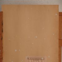 Retro: tappo della cornice prelevato dal dipinto Scheda n. 47 Inv. n. 9/60 S. Dessy "Casa di Andrea Chenier"       Stanis Dessy "La casa di Andrea Chenier" 
